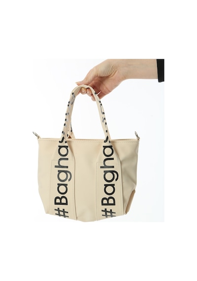 Baghashtag Krem Mini Su Geçirmez Kulp Yazılı Tote Çanta Çok Renkli