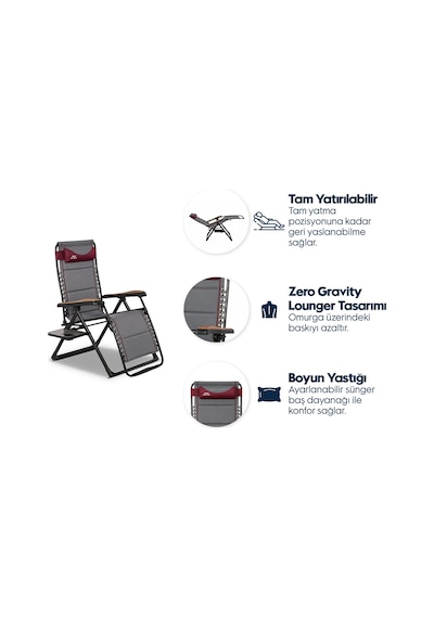 Aygaz Ekstra Geniş Alüminyum Şezlong Sandalye 120 Kg Kapasiteli, Konforlu Ve Şık Zero Gravity Lounger Tasarımı, Boyun Yastığı, Katlanabilir Yan Sehpa, Ayak Uzatma Desteği Koyu Gri Aygaz Ekstra Geniş Alüminyum Şezlong Sandalye 120 Kg Kapasiteli, Konforlu Ve Şık Zero Gravity Lounger Tasarımı, Boyun Yastığı, Katlanabilir Yan Sehpa, Ayak Uzatma Desteği Koyu Gri