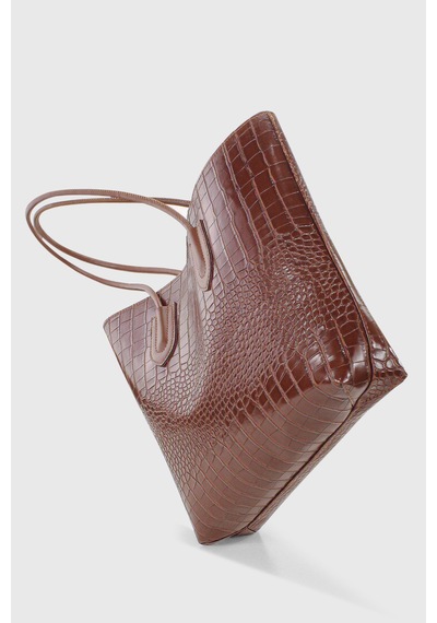 Housebags Kadın Retro Vintage Shopper Çanta Taba Krokodil 264 Taba