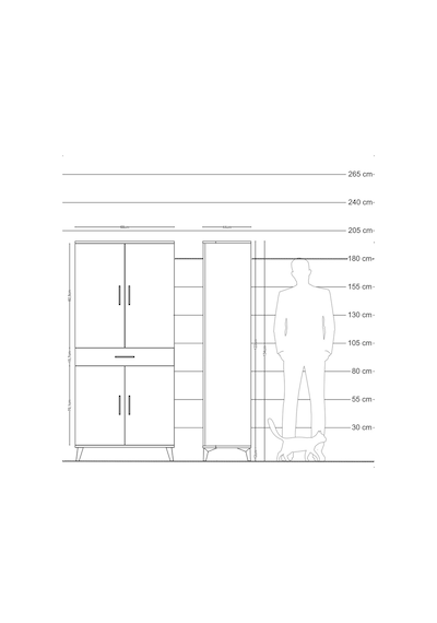 Hyperion Dolap 4 Raflı Tek Çekmeceli 4 Kapaklı 88x44x195 Antr... Antrasit