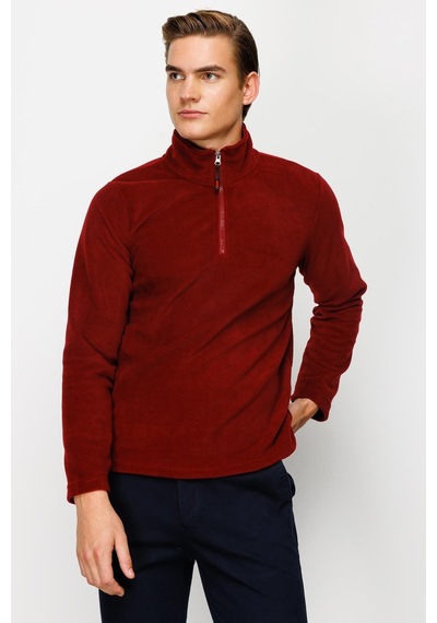 İgs Erkek Bordo Standart Yarım Fermuar Polar Bordo