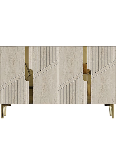Ka1228btg Evva Konsol Ve Tv Sehpası Beyaz-traverten-gold 120cm