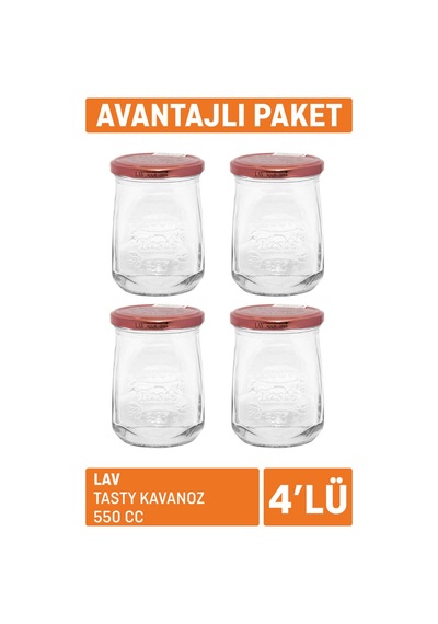 Lav Tasty Kavanoz 4'lü 550 Cc Açık Yeşil - Beyaz