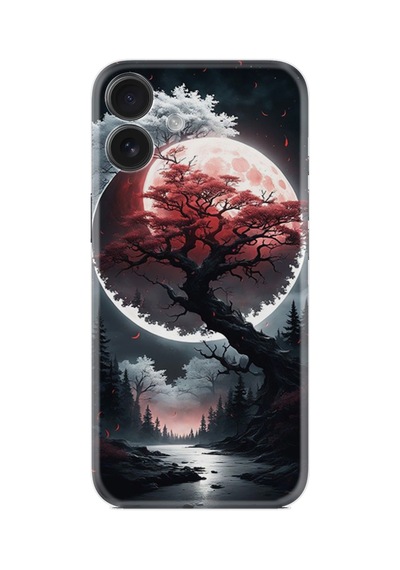 Apple iPhone Uyumlu Apple iPhone Uyumlu 16 Kılıf Boutique Baskılı Resimli Ağaç Ve Ay Pcode -057