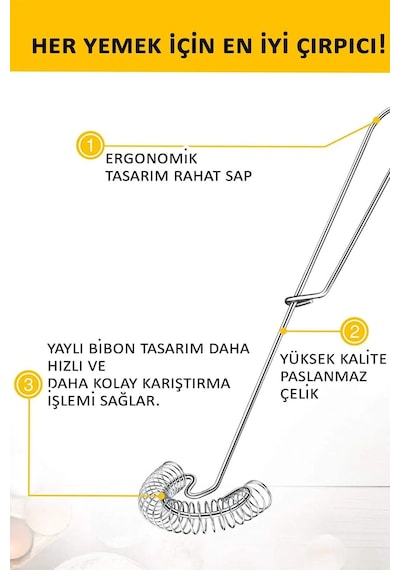Yumurta Çırpma Teli Yaylı Un Hamur Kek Pasta Karışım Çırpıcı Aleti Paslanmaz Çelik Paslanmaz Çelik Diğer