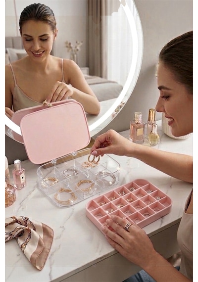 Aksesuar Standı, Takı Organizeri, Kolye, Yüzük, Küpe Organizeri Pembe