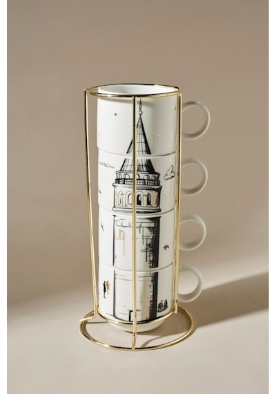 Karaca X İst Collection  Galata 4 Parça Standlı Mug Kupa