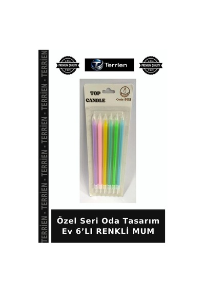 Özel Seri Oda Tasarım Ev 6 Lı Renkli Mum