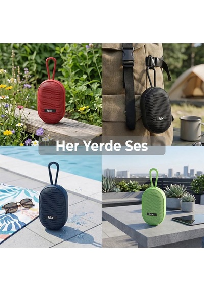 Bix Bxws01 Bluetooth 6.0 Ipx4 Suya Dayanıklı 8w Taşınabilir Hoparlör Microsd & Usb Destekli Speaker Yeşil