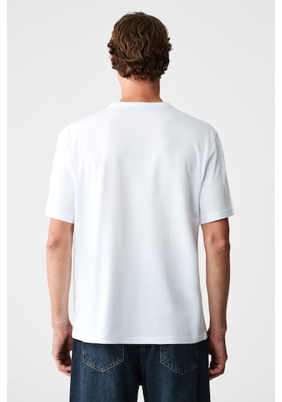 Grimelange Peltz Erkek Relaxed Bisiklet Yaka Kısa Kollu Beyaz T-shirt Beyaz