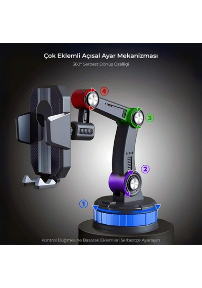 Kingma 360 Dönebilen Vakumlu Torpido Ve Cam İçin Araç Içi Telefon Tutucu 2 Mixed