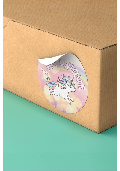 I Am Unique Koşan Unicorn Sticker 3x3cm St2212 Çok Renkli