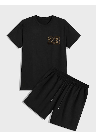 23 Sayılı T-shirt Şort - Siyah Alt Üst Takım Şort Tişört Kombin Baskılı Bisiklet Yaka Siyah 23 Sayılı T-shirt Şort - Siyah Alt Üst Takım Şort Tişört Kombin Baskılı Bisiklet Yaka Siyah