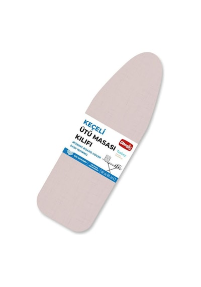 Ütü Masası Kılıfı Örtüsü Bezi, Pembe Eskitme Desenli Süngerli Ve Keçeli, Yanmaz, Ayarlanabilir 48x138 Cm