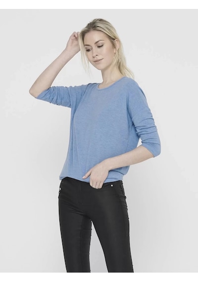 Only 15157920 Genis Yaka Dirsek Kol Kadın Body - Mavi Mavi