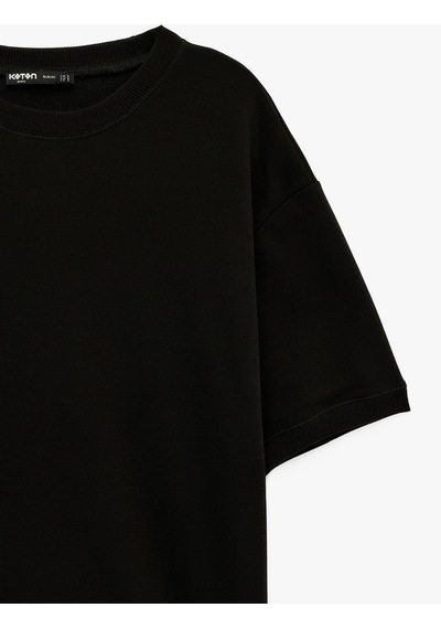 Koton Kısa Kollu Bisiklet Yaka Basic Oversize Tişört Siyah 6sam10282mk Siyah