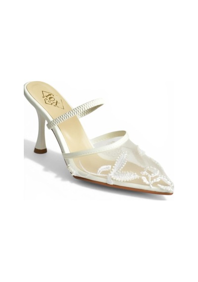 Fox Shoes Y752076315 Beyaz File Boncuk İşlemeli İnce Topuklu Kadın Ayakkabı