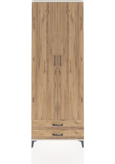 Arges Dolap 2 Raflı 2 Çekmeceli Tek Askılı 88x30x243 Aytaşı-çam Aytaşı