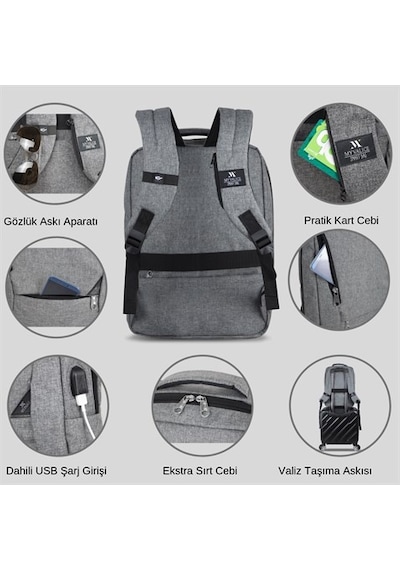 My Valice Smart Bag Active Usb Şarj Girişli Slim Sırt Çantası