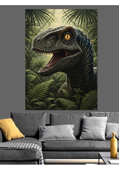 Ahşap Tablo Dinozor T-rex Korkunç Yaratık