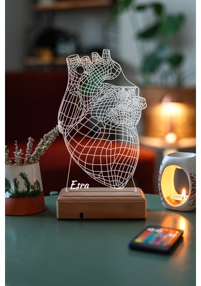 Doktorlara Kalp 16 Renk Kumandalı 3d Gece Lambası