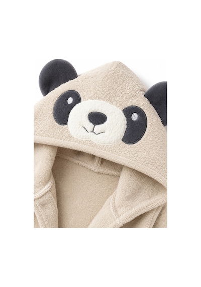 Pamuk Panda Figürlü Bebek Bornoz Seti Yenidoğan Ve Bebekler İçin Yumuşak Dokulu Bornoz, Havlu Ve Terlik Takımı 0 - 24 Ay