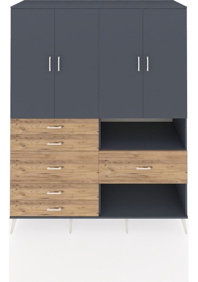 Kronos Gardrop 7 Raflı 6 Çekmeceli 4 Kapaklı 176x59x221 Antrasit-antrasit/çam Antrasit/çam Kronos Gardrop 7 Raflı 6 Çekmeceli 4 Kapaklı 176x59x221 Antrasit-antrasit/çam Antrasit/çam