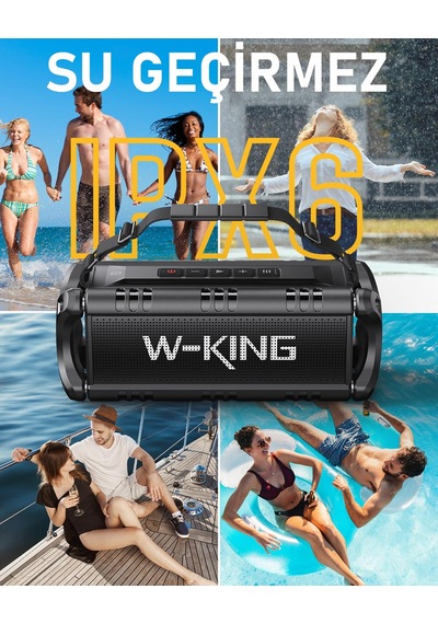 W-kıng D8-1 Bluetooth Hoparlör, 90w Ultra Bass Boombox, 40 Saat Çalma Süresi, Ipx6 Suya Dayanıklı, K