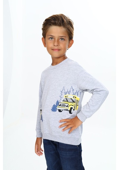Toontoy Kids Toontoy Erkek Çocuk Relax Fit Bisiklet Yaka Hafif Düşük Omuz Baskılı Sweatshirt - 2 İplik Gri Melanj Toontoy Kids Toontoy Erkek Çocuk Relax Fit Bisiklet Yaka Hafif Düşük Omuz Baskılı Sweatshirt - 2 İplik Gri Melanj