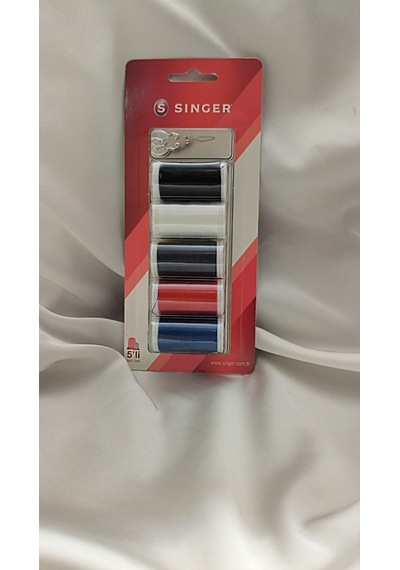 Singer Polyester Dikiş İpliği Seti 5'li + İplik Geçirici