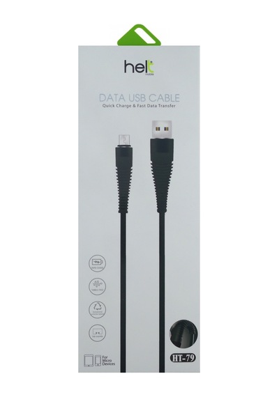 Helt HT-79 İp Örgü 100 CM Micro Şarj Ve Data Kablosu Siyah