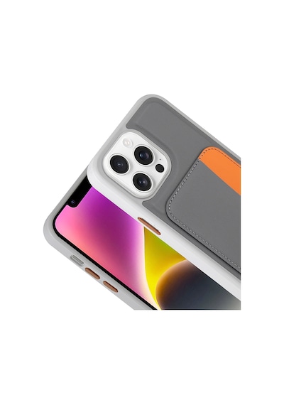 Apple Uyumlu iPhone 16 Pro Kılıf Kartlıklı Zore X-kart Silikon Kapak - Turuncu Turuncu