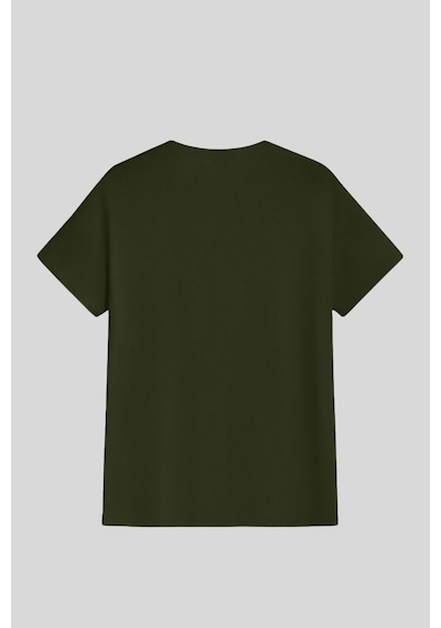 Genius Store Erkek %100 Pamuk Slim Fit Dar Kesim Bisiklet Yaka Basictişört Basıc-tshırt Haki