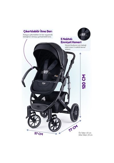 Prego Range Pro Portbebeli i- Size Sertifikalı Travel Bebek Arabası - UPF 50 + UV Korumalı