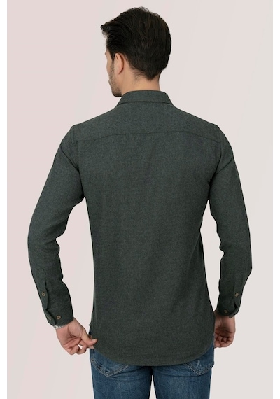 Koyu Yeşil Oduncu Slimfit Erkek Gömlek Yeşil