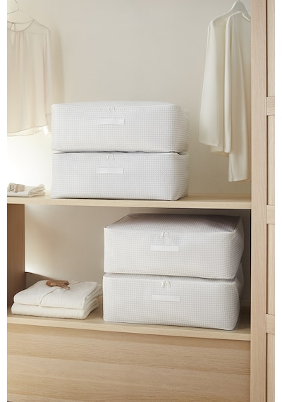 Home Wave 4'lü Büyük Boy Gri Pötikare Baza Altı Hurç Set 62 x 46 x 22 cm