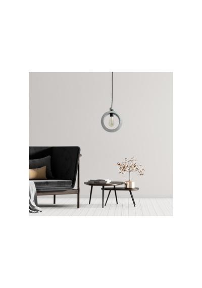 Beton Minimalist Halka Dekoratif Lamba, İskandinav Tasarım, Tavan Aydınlatma Avizesi, Salon Avizesi Gri