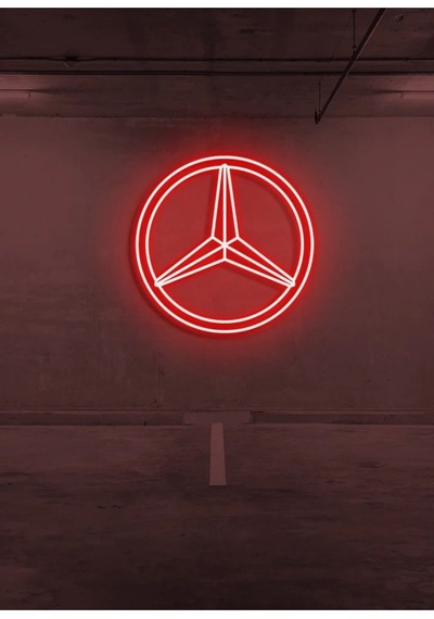Rent A Carlara Özel Mercedes Logo Neon Tabela Kırmızı