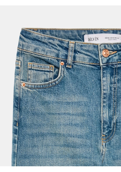 Dilvin 72376 Likralı Flare Jean Mavi