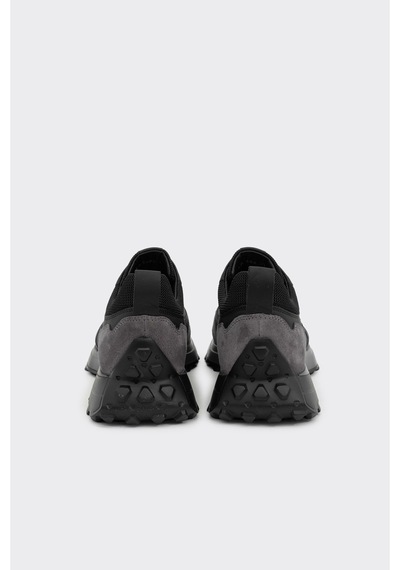 Derinet Hakiki Deri Comfort Taban Erkek Sneaker Siyah Gri Siyah Gri