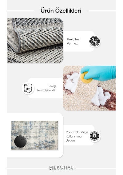 Lagos Xw Lgs 19 Lıght Grey Xw Hav Toz Vermez Eskitme Desenli Modern Makine Halısı Gri