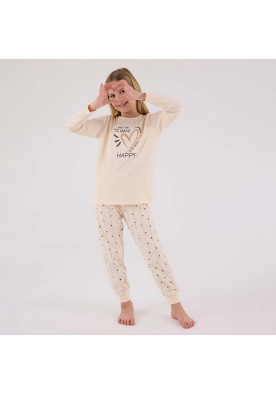 Arnetta Kız Çocuk Pijama Takımı 3434 Krem