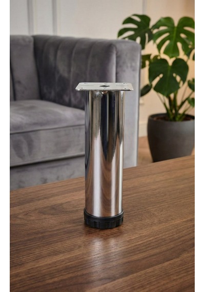 Metal Mobilya Ayağı Düz Krom Kaplamalı Orta Ayak 15 Cm 2 Adet Krom