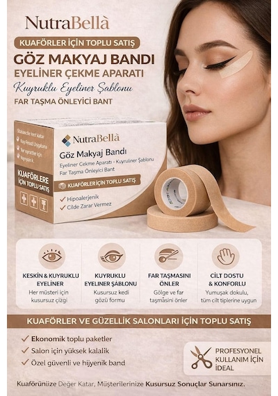 Nutrabella Göz Makyaj Bandı Eyeliner Çekme Aparatı Kuyruklu Eyeliner Şablonu Far Taşma Önleyici Bant 24 Lü Kutu Kuaförlere Özel Diğer