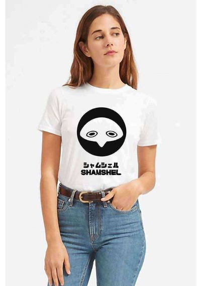 Evangelion Shamshel Baskılı Beyaz Kadın Tshirt