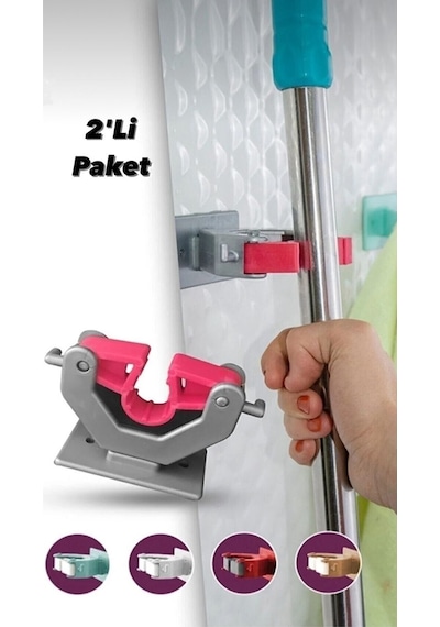 Paspas Süpürge Fırça Ve Mop Askısı , Çok Amaçlı Sap Tutucu , Mutfak Banyo Askısı 2'li Paket Gri Diğer