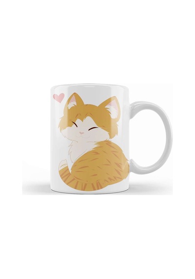 Sevimli Kedi Cute Ginger Cat Orange Cat Kupa Bardak Porselen Karışık