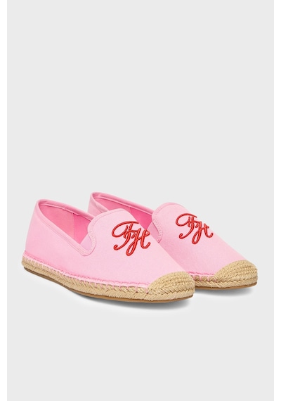 Tommy Hilfiger Logolu Nakış İşlemeli Kanvas Espadril Ayakkabı Kadın Ayakkabı Fw0fw09240 Tor Pembe