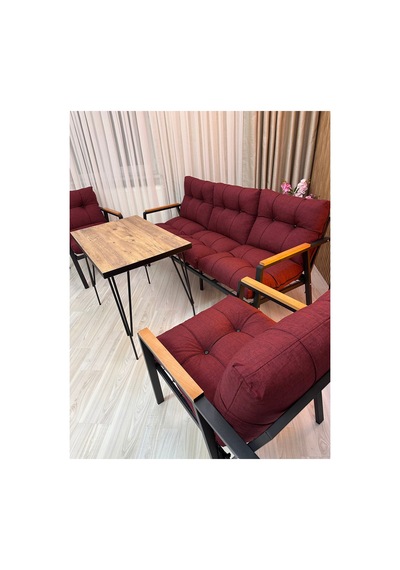 Houseart Açelya Balkon, Bahçe, Cafe - Salon - Metal Kanepe Koltuk Takımı 3+1+1 + Masa Bordo Houseart Açelya Balkon, Bahçe, Cafe - Salon - Metal Kanepe Koltuk Takımı 3+1+1 + Masa Bordo