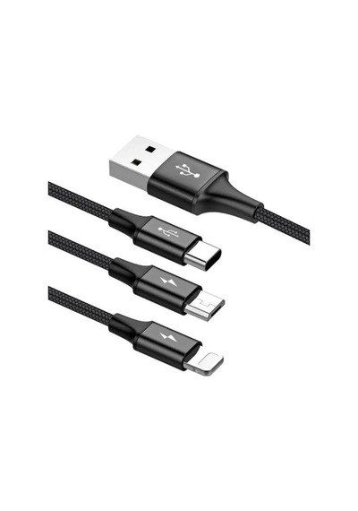 Şarj Data Kablosu 3In1 Lightning + Type-C + Micro Usb To Usb 2.0